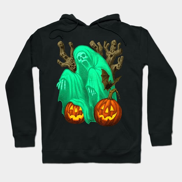 Vintage Halloween "Draw This In Your Style": Halloween Ghostcard Hoodie by Chad Savage